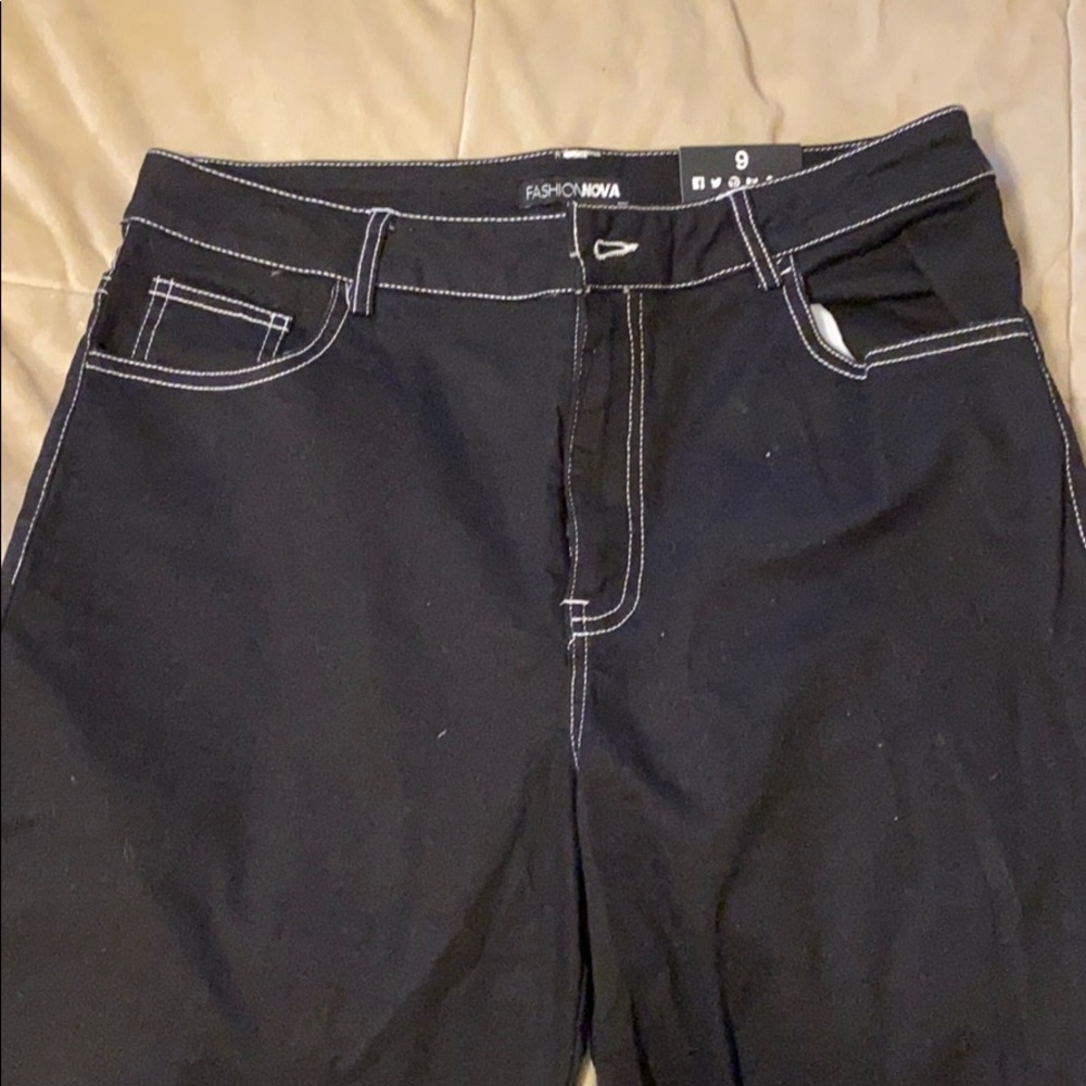 Contrast Stitch Fashion Nova Wide Leg Pants-Size 9